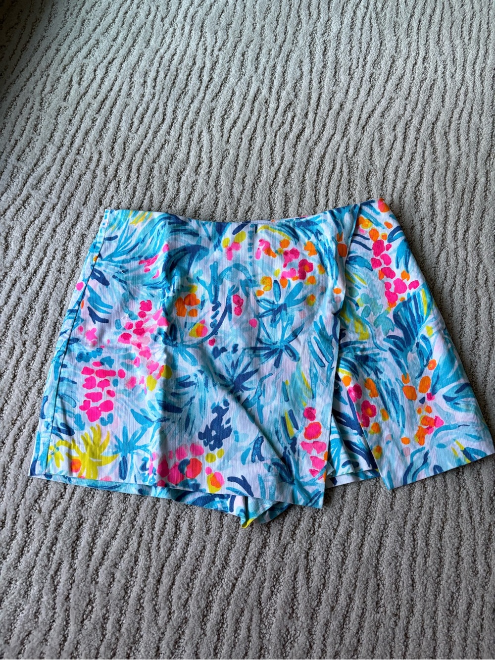 Lilly Pulitzer Blue Floral Wrap Skort with Bright Accents
